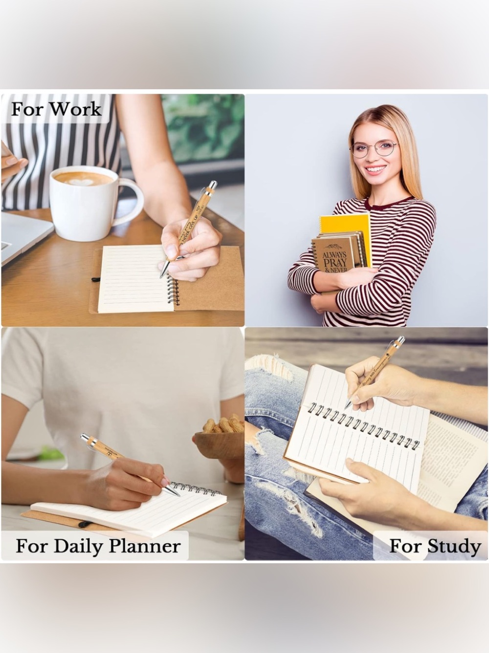 Christian Scripture Notebook & Bamboo Pen Gift Set | Set of 5 | Bible Journals - Picture 6 of 11